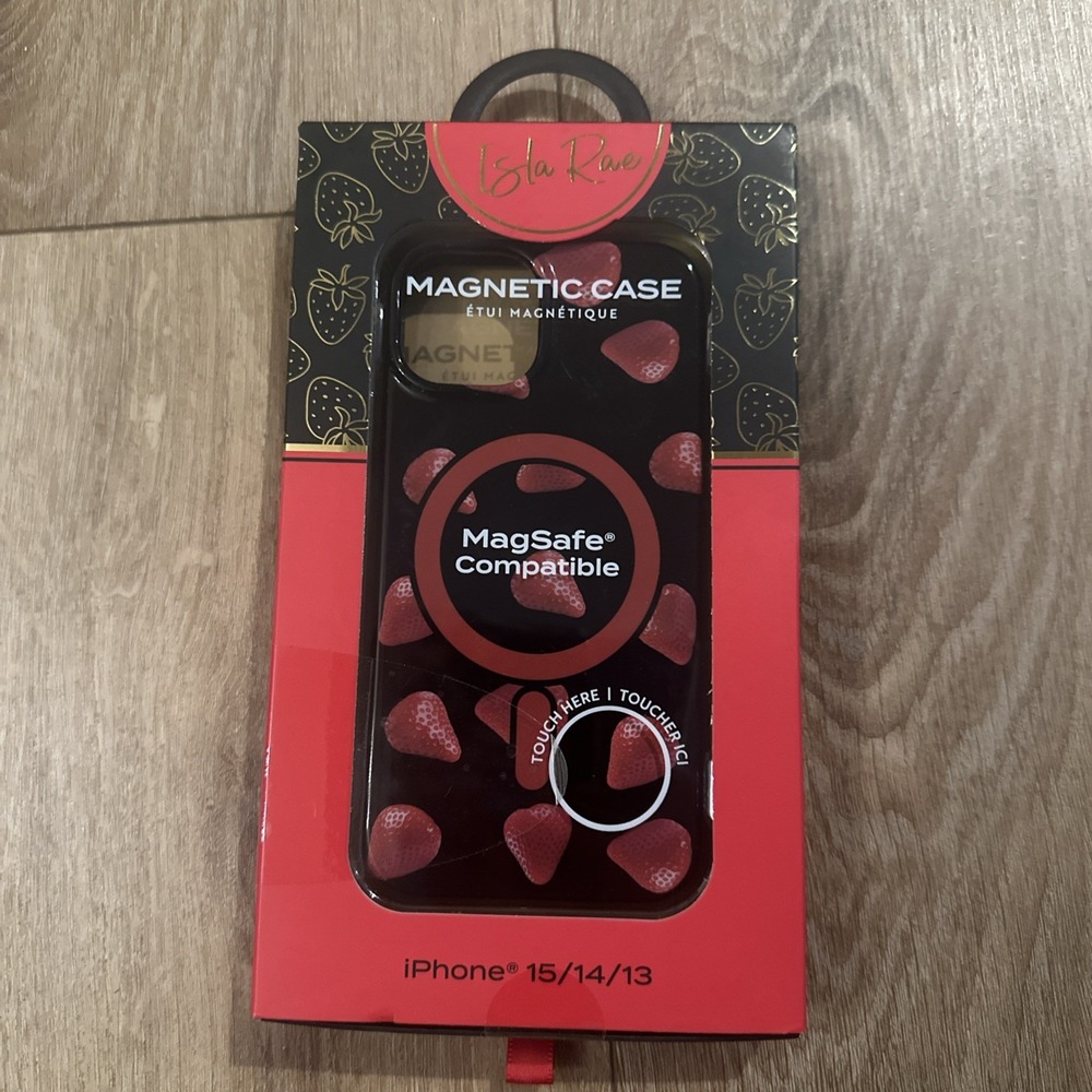 Isla Rae Protective iPhone Case 13 / 14 / 15 MagSafe Magnetic Strawberries NEW